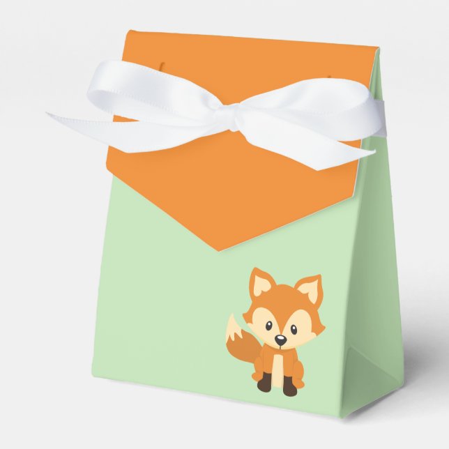 Woodland Fox Baby Shower Treat Favor Boxes (Front Side)