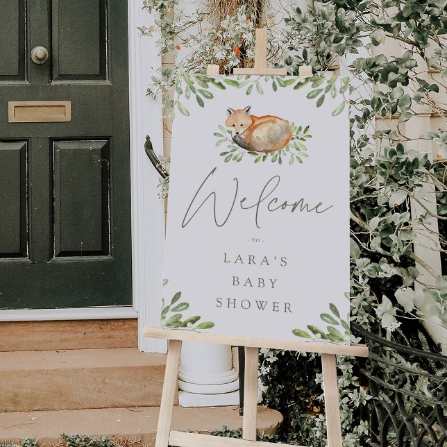 Woodland Fox Baby Shower Welcome Sign (Woodland fox baby shower welcome sign)