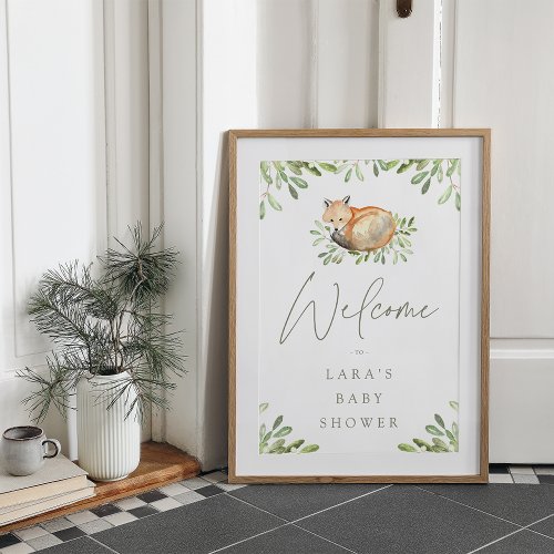 Woodland Fox Baby Shower Welcome Sign