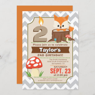 Woodland Fox Birthday Invitation