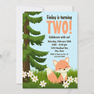 Woodland Fox Birthday Invitation