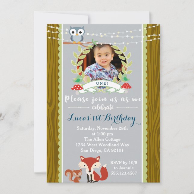 Woodland Fox Birthday Party Invitation (Front)