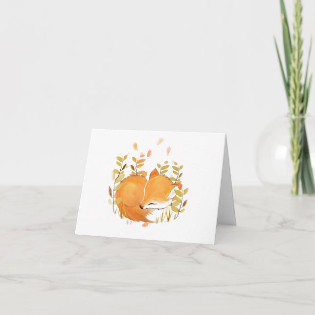 Woodland Fox Blank Folded Greeting Card (Front)