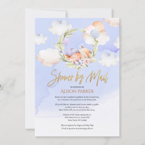 Woodland Fox Blue Sky Cloud  Baby Shower By Mail Invitation