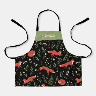 Woodland Fox Botanical Personalized Kids Apron