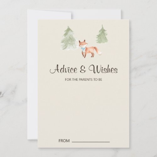 Woodland Fox Boy Baby Shower Advice Card