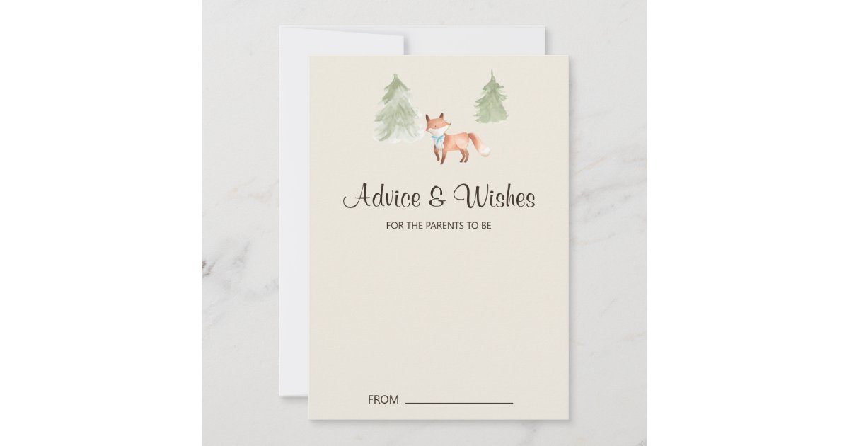 Woodland Fox Boy Baby Shower Advice Card | Zazzle
