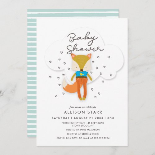 Woodland Fox Boy Baby Shower Invitation