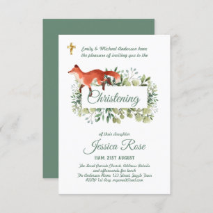 Woodland Fox Christening Invites Baptism