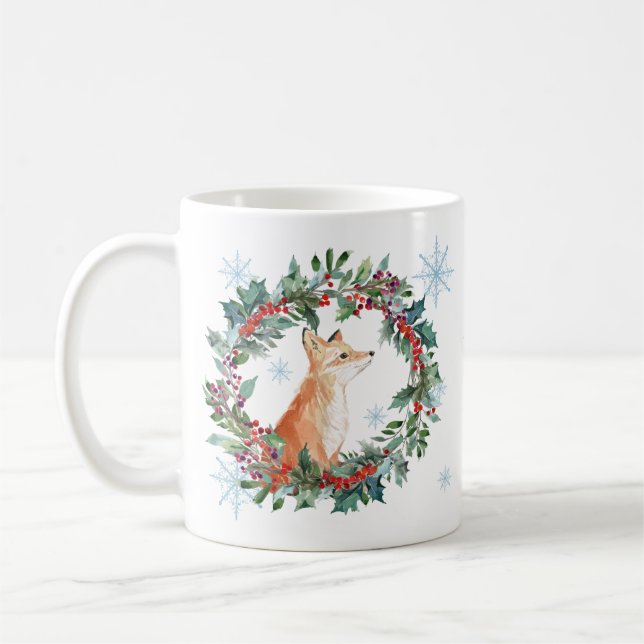 Woodland Fox Christmas Christmas Coffee Mug (Left)