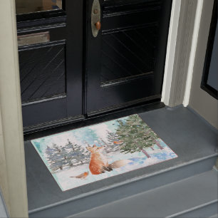 Woodland Fox Christmas Doormat