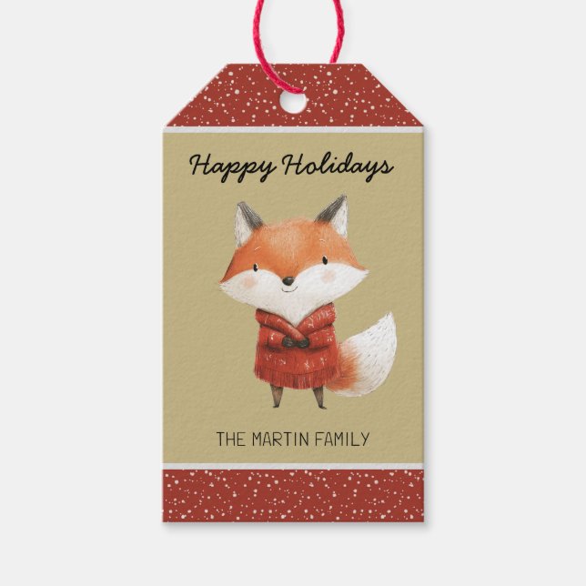 Woodland Fox Christmas Gift Tag (Front)
