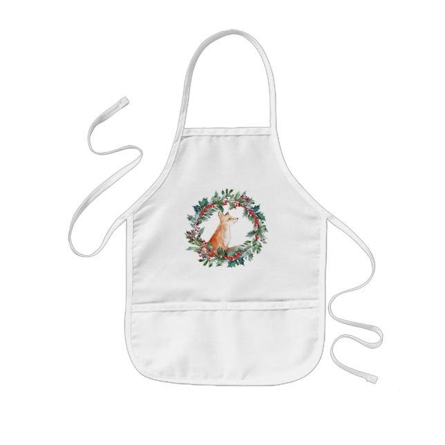 Woodland Fox Christmas Kids' Apron (Front)