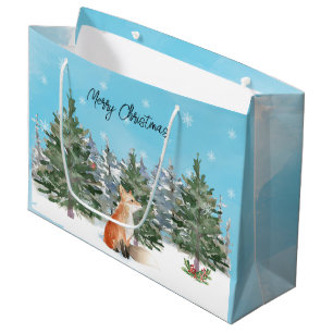 Woodland Fox Christmas Large Gift Bag