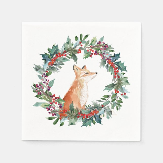 Woodland Fox Christmas Napkins (Front)
