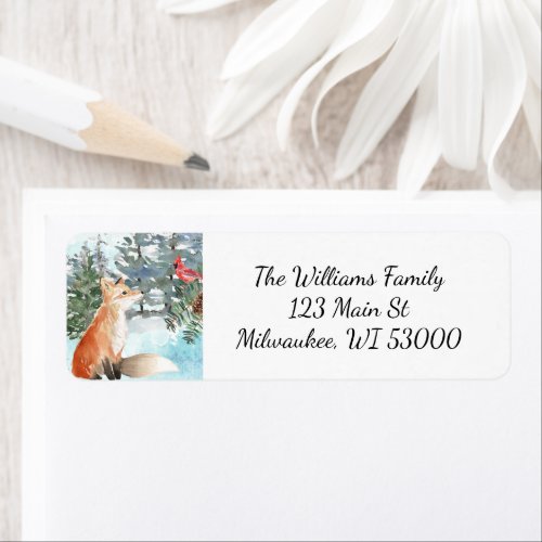 Woodland Fox Christmas Return Address Label
