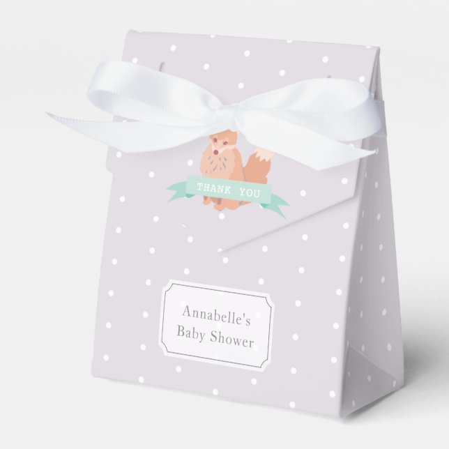 Woodland Fox Color Editable Baby Shower Gift Box (Front Side)