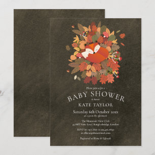 Woodland Fox Cub Baby Shower Chalkboard Invitation