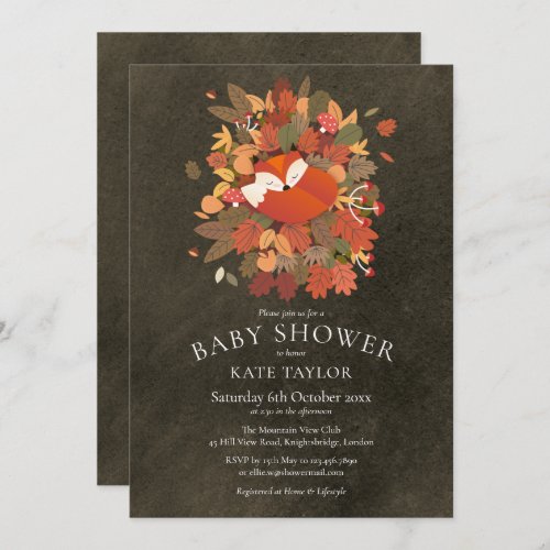 Woodland Fox Cub Baby Shower Chalkboard Invitation