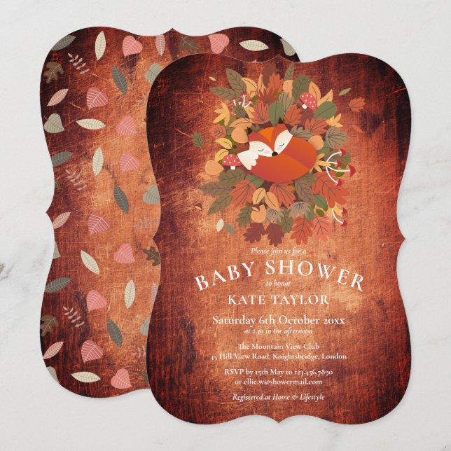 Woodland Fox Cub Baby Shower / Sprinkle Invitation (Front/Back)
