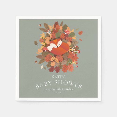 Woodland Fox Cub Baby Shower  Sprinkle Napkins