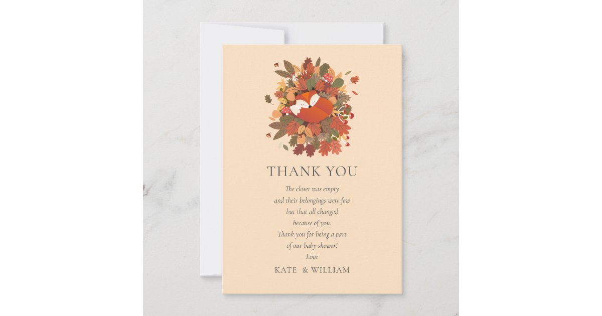 Woodland Fox Cub Baby Shower Thank You Poem | Zazzle