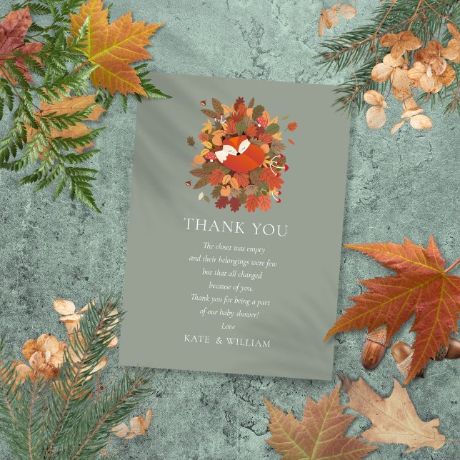 Woodland Fox Cub Baby Shower Thank You Poem Card (Woodland Fox Cub Baby Shower Thank You Poem)