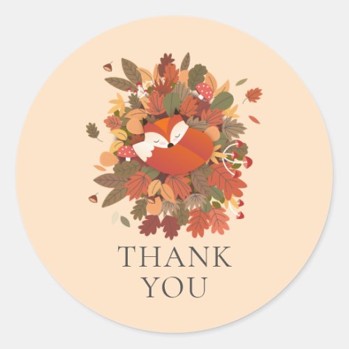 Woodland Fox Cub Thank You Classic Round Sticker
