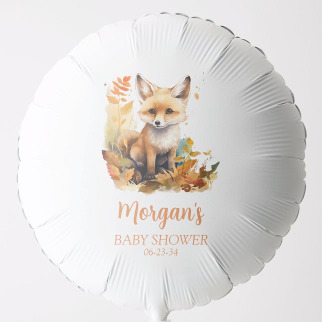 Woodland Fox Cute Baby Shower Balloon (Front)
