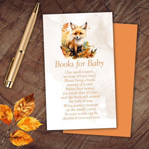 Woodland Fox Cute Baby Shower Books for Baby Enclosure Card