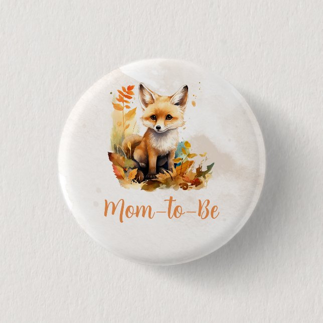 Woodland Fox Cute Baby Shower Button (Front)
