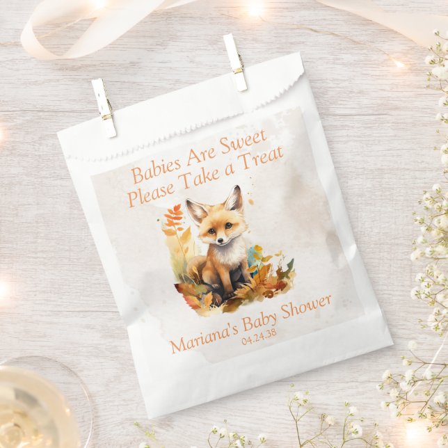 Woodland Fox Cute Baby Shower Favor Bag (Clipped)