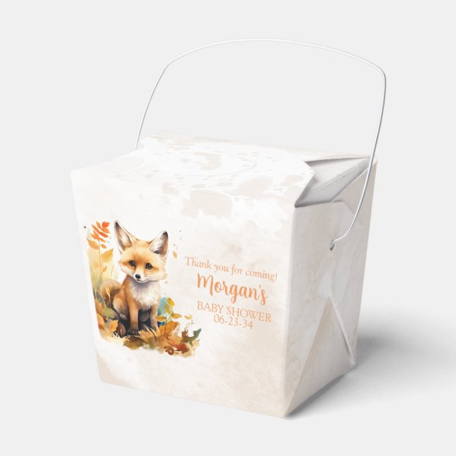 Woodland Fox Cute Baby Shower Favor Boxes (Front Side)