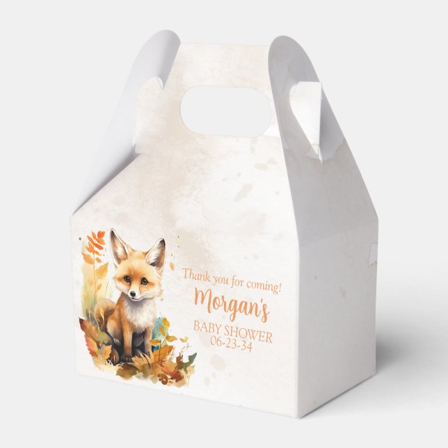 Woodland Fox Cute Baby Shower Favor Boxes (Front Side)