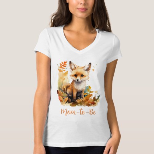 Woodland Fox Cute Baby Shower Mom to Be T_Shirt