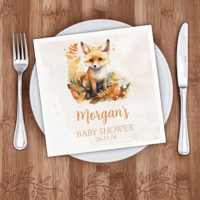Woodland Fox Cute Baby Shower Napkins (Creator Uploaded)