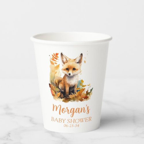 Woodland Fox Cute Baby Shower Paper Cups