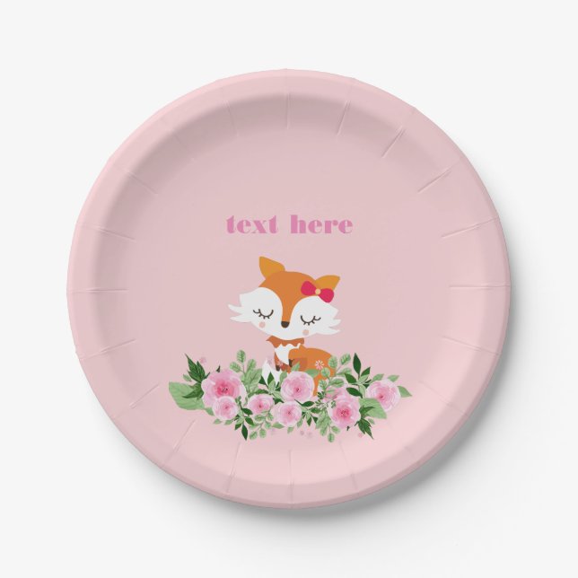 woodland fox, cute fox, paper plates (Front)