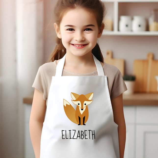 Woodland Fox Cute Personalized Kids' Apron (Creator Uploaded)