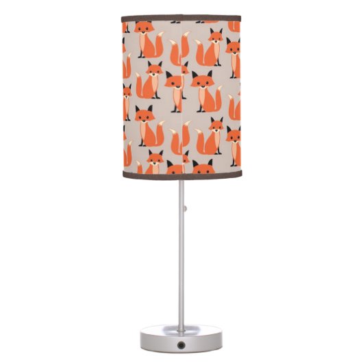 Woodland fox cute retro whimsical hipster foxes table lamp (Back)