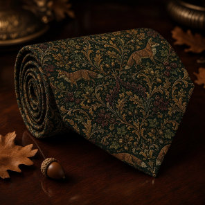 Woodland Fox Damask Tapestry Neck Tie