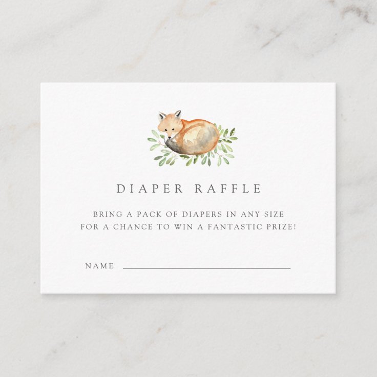 Woodland Fox Diaper Raffle Ticket Cards | Zazzle