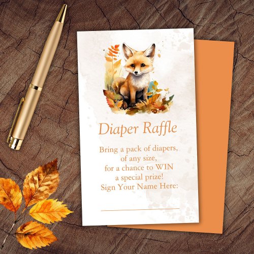 Woodland Fox Diaper Raffle Ticket Enclosure Card