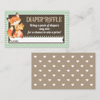 Woodland Fox Diaper Raffle Tickets Enclosure Card | Zazzle