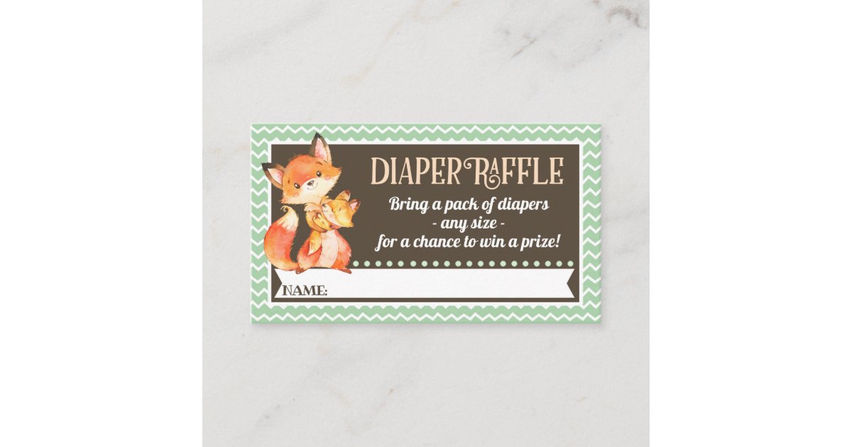 Woodland Fox Diaper Raffle Tickets Enclosure Card | Zazzle