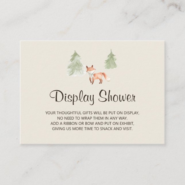 Woodland Fox Display Shower Enclosure Card (Front)
