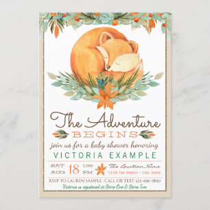 Woodland Fox Fall Autumn Baby Shower Invitations