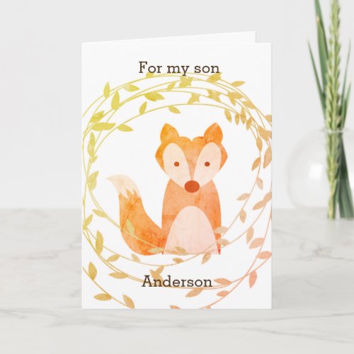 Woodland Fox Fall Birthday Son Card