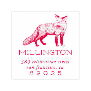Woodland Fox Family Name Return Address Self-inking Stamp