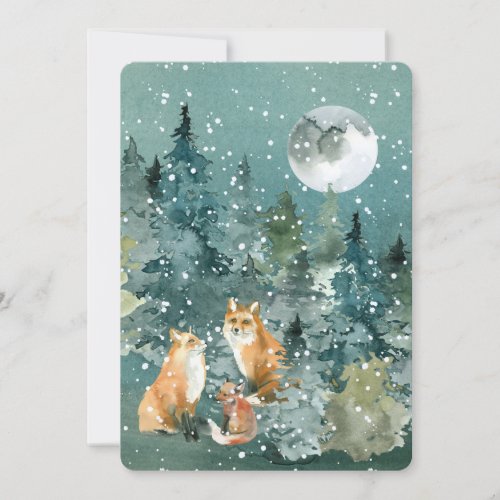 Woodland Fox Family Pet Names Custom Christmas Holiday Card